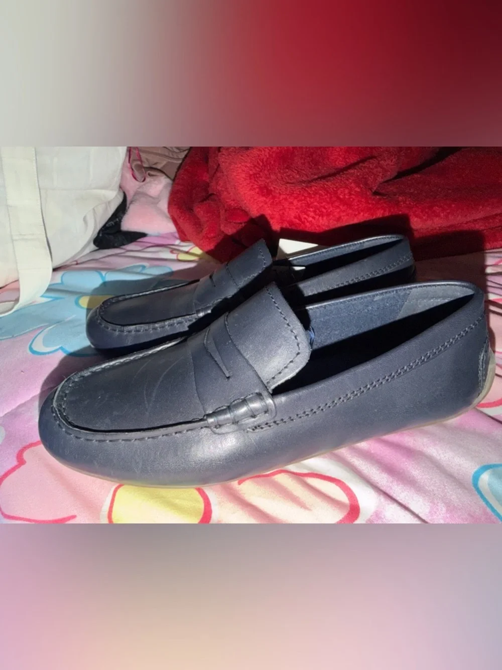 ZARA Men's Black Leather Slip-On Penny Loafers